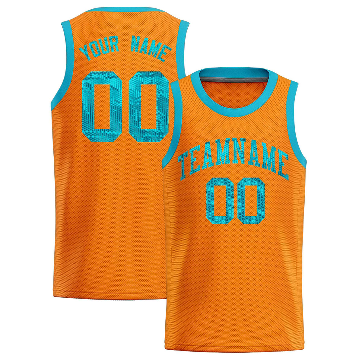 Custom Orange Sequined Tops Athletic Basketball Jersey