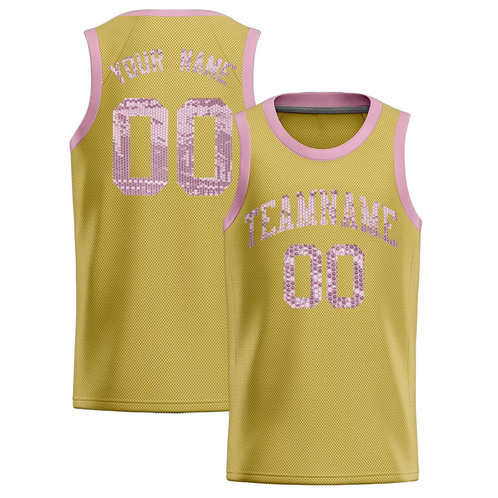 Custom Old Gold Sequined Tops Athletic Basketball Jersey