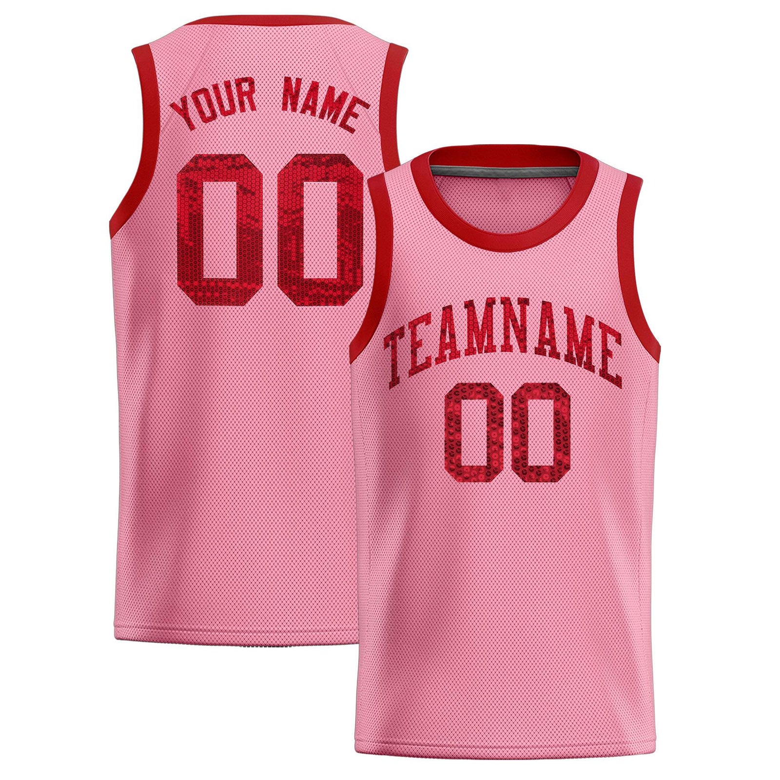 Custom Light Pink Sequined Tops Athletic Basketball Jersey