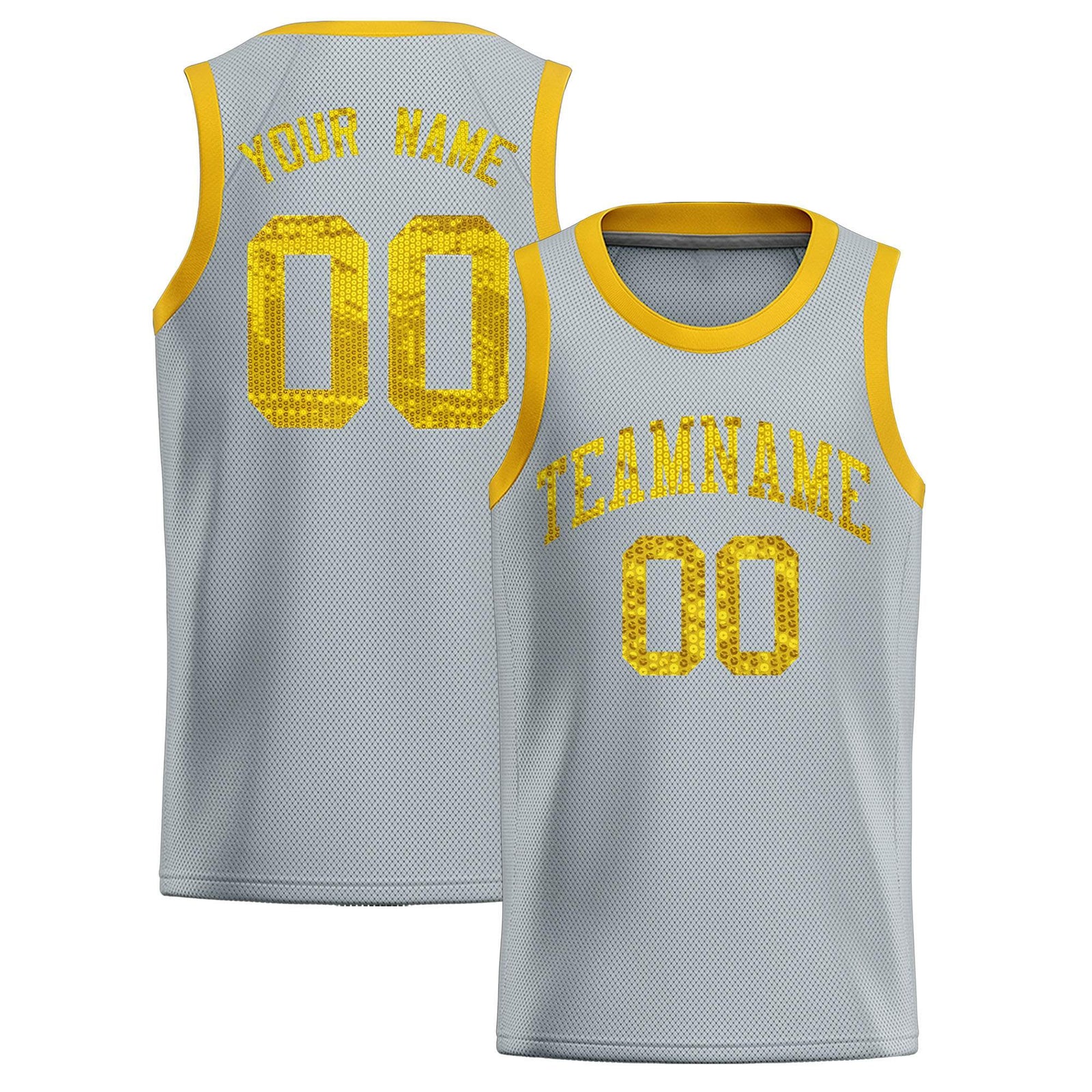 Custom Silver Sequined Tops Athletic Basketball Jersey