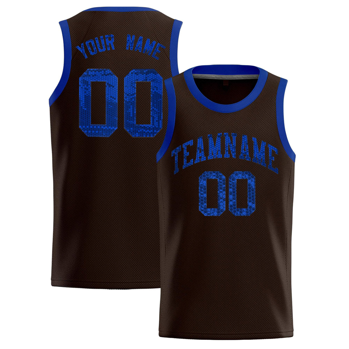 Custom Brown Sequined Tops Athletic Basketball Jersey
