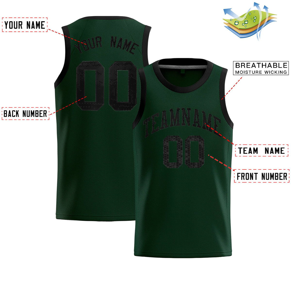 Custom Hunter Green Sequined Tops Athletic Basketball Jersey