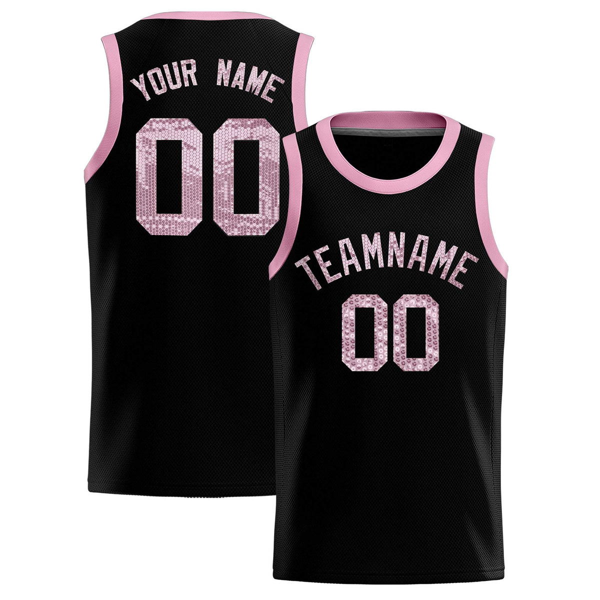 Custom Black Sequined Tops Athletic Basketball Jersey