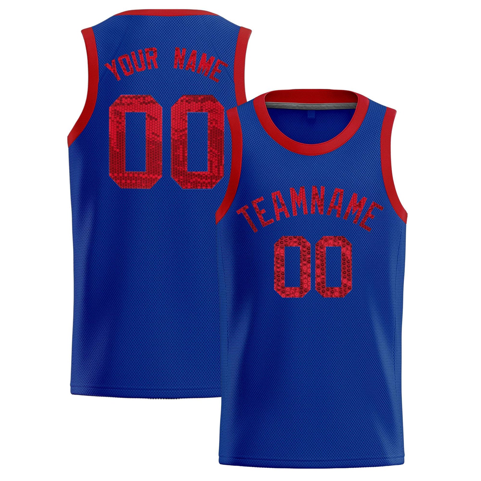 Custom Royal Sequined Tops Athletic Basketball Jersey