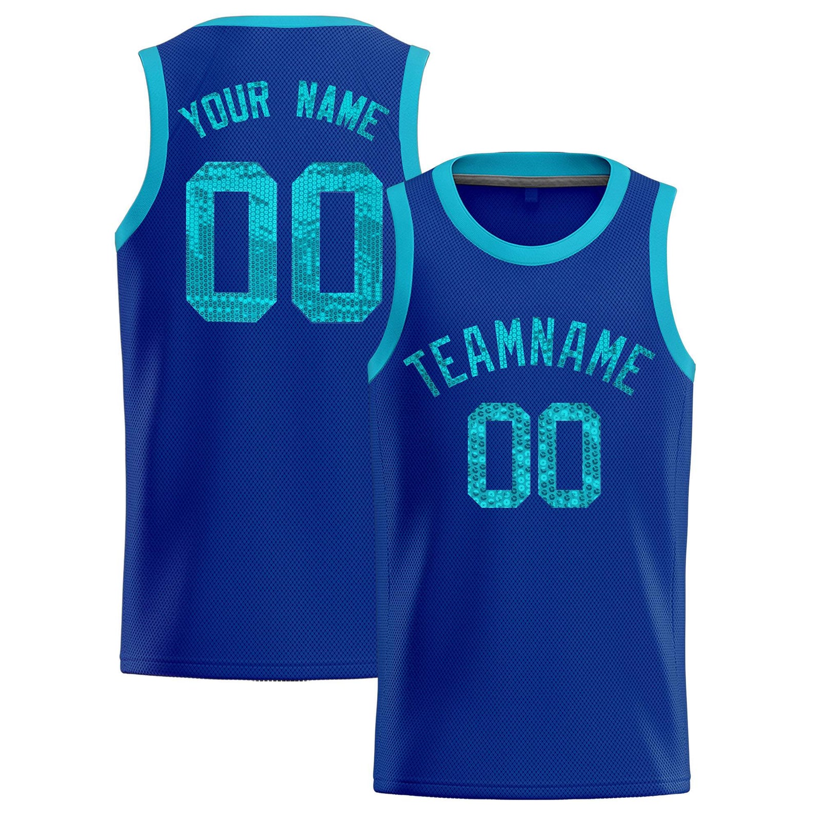 Custom Royal Sequined Tops Athletic Basketball Jersey