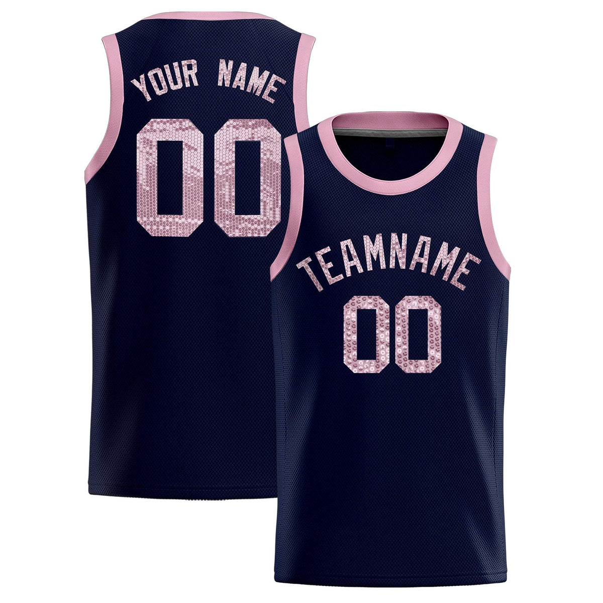 Custom Navy Sequined Tops Athletic Basketball Jersey