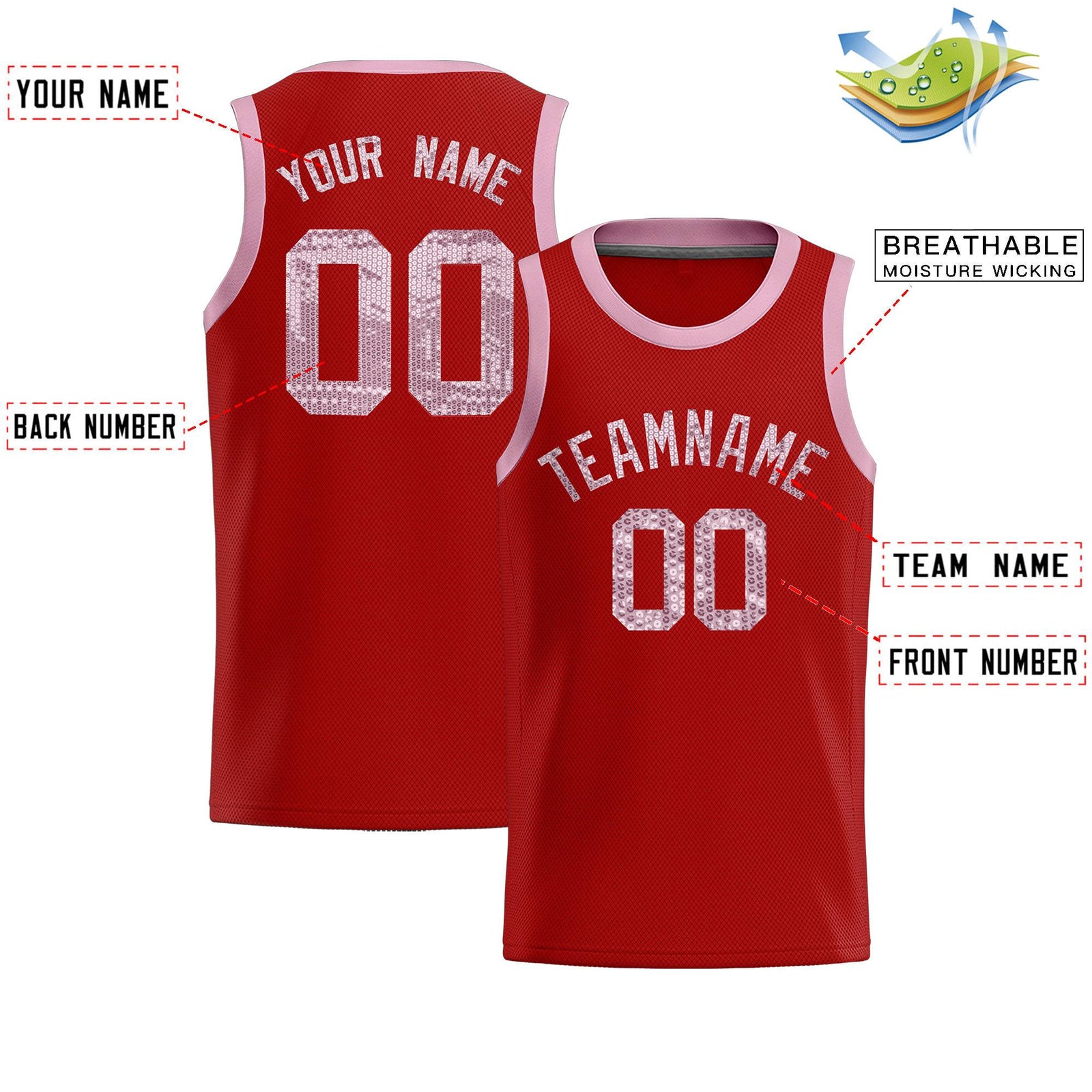 Custom Orange Sequined Tops Athletic Basketball Jersey