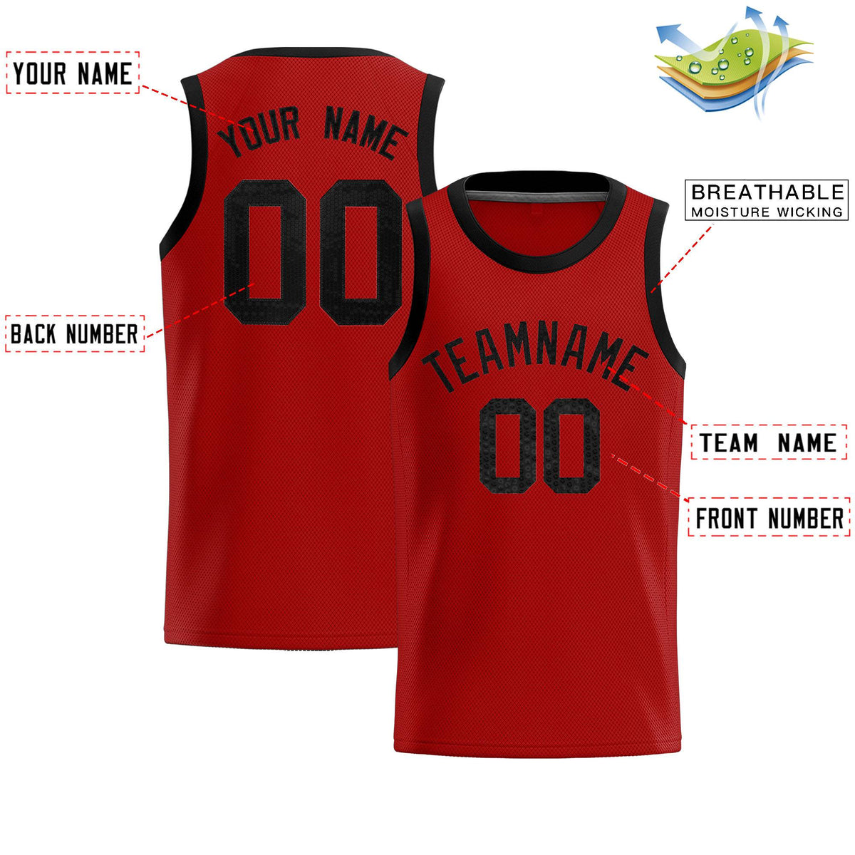 Custom Red Sequined Tops Athletic Basketball Jersey