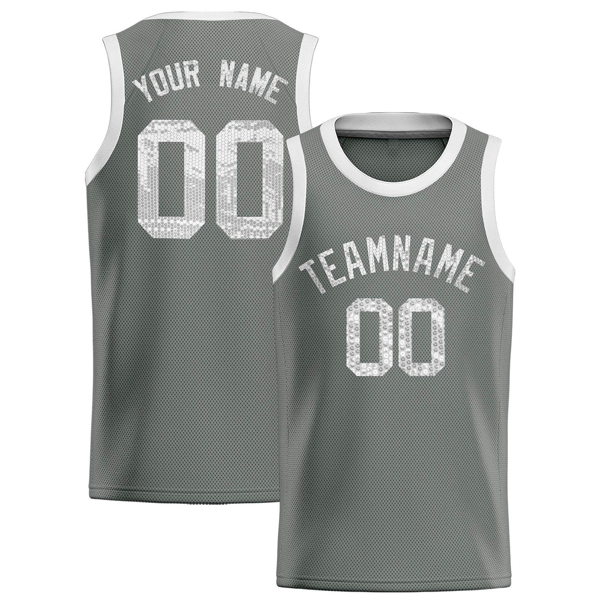 Custom Gray Sequined Tops Athletic Basketball Jersey