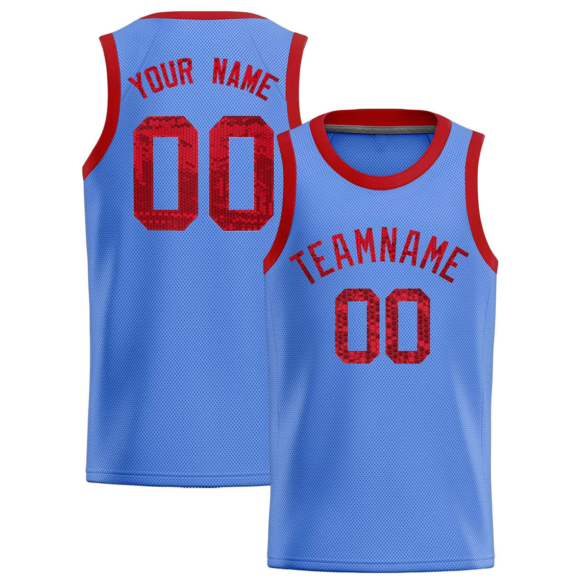 Custom Light Blue Sequined Tops Athletic Basketball Jersey