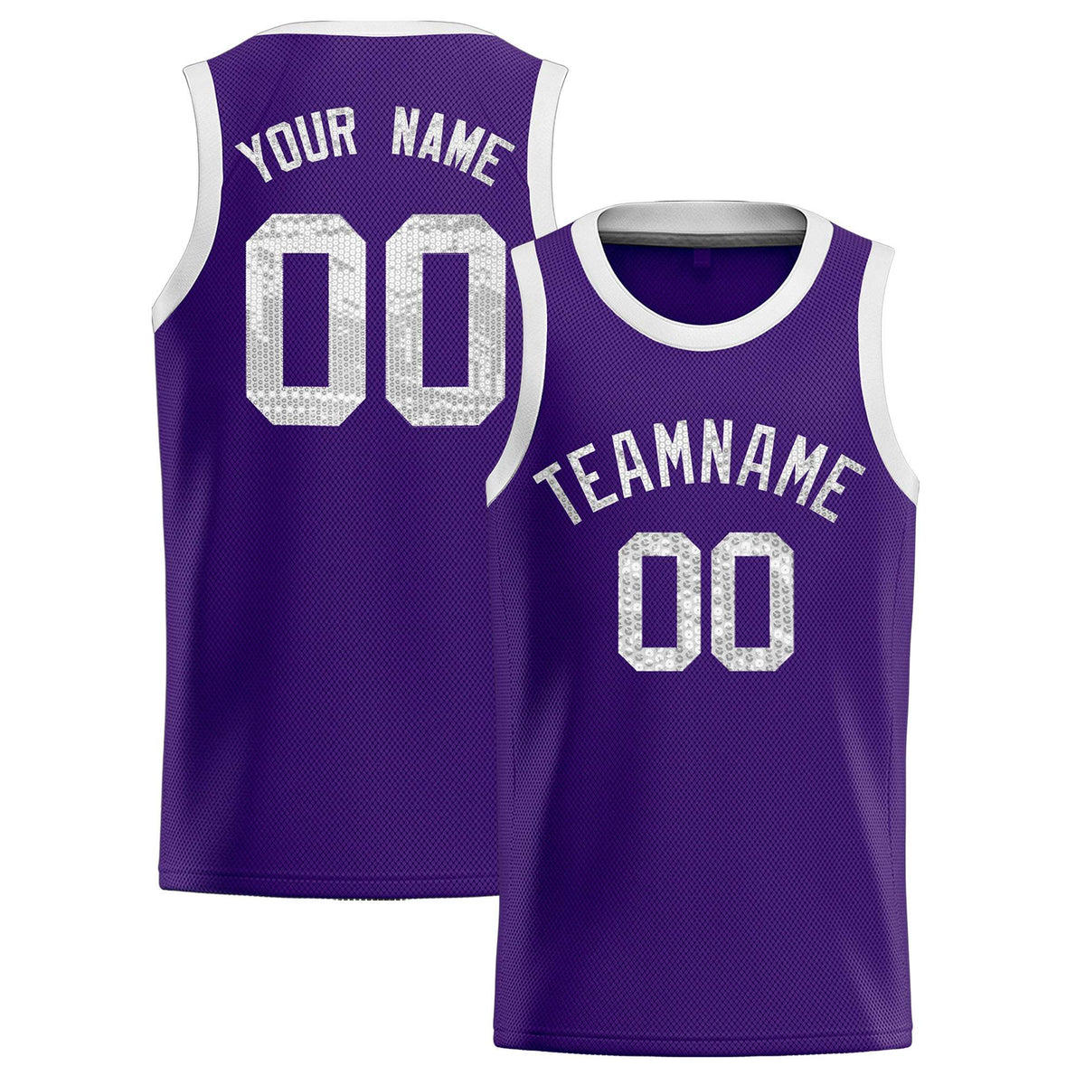 Custom Purple Sequined Tops Athletic Basketball Jersey