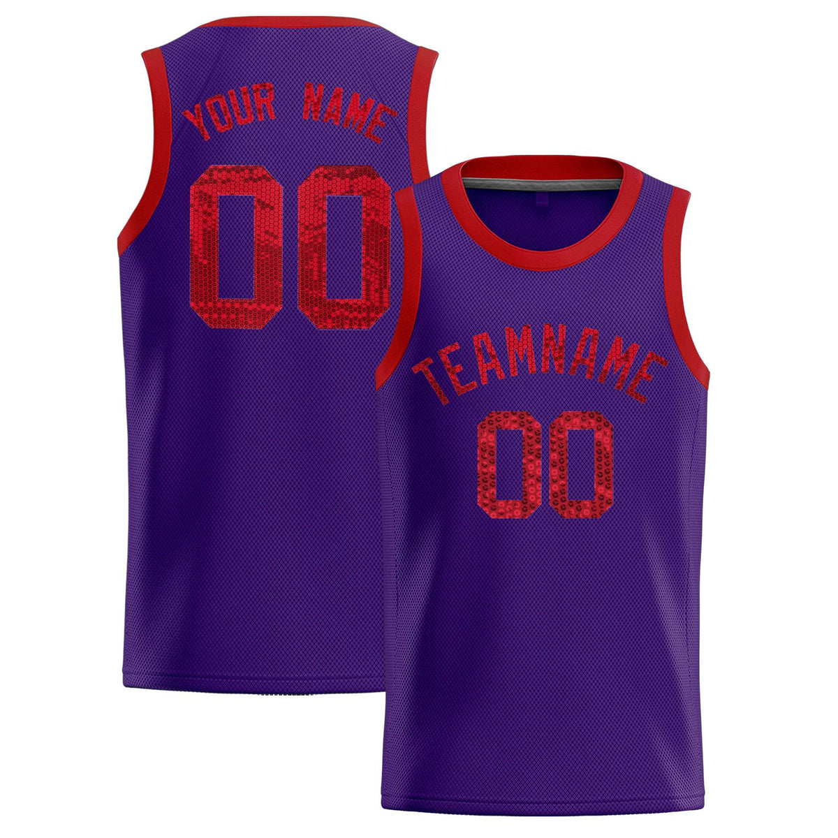 Custom Purple Sequined Tops Athletic Basketball Jersey