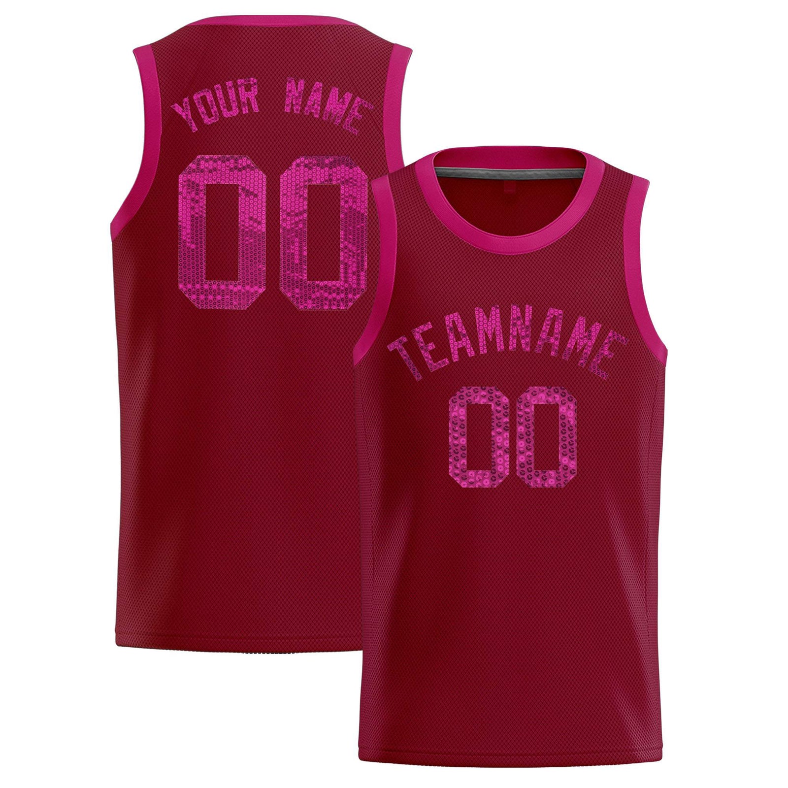 Custom Crimson Sequined Tops Athletic Basketball Jersey