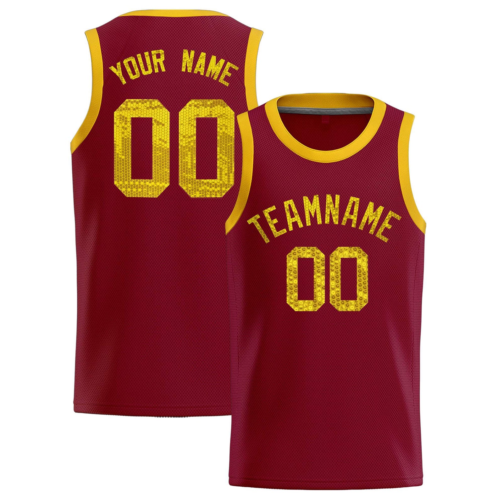 Custom Crimson Sequined Tops Athletic Basketball Jersey