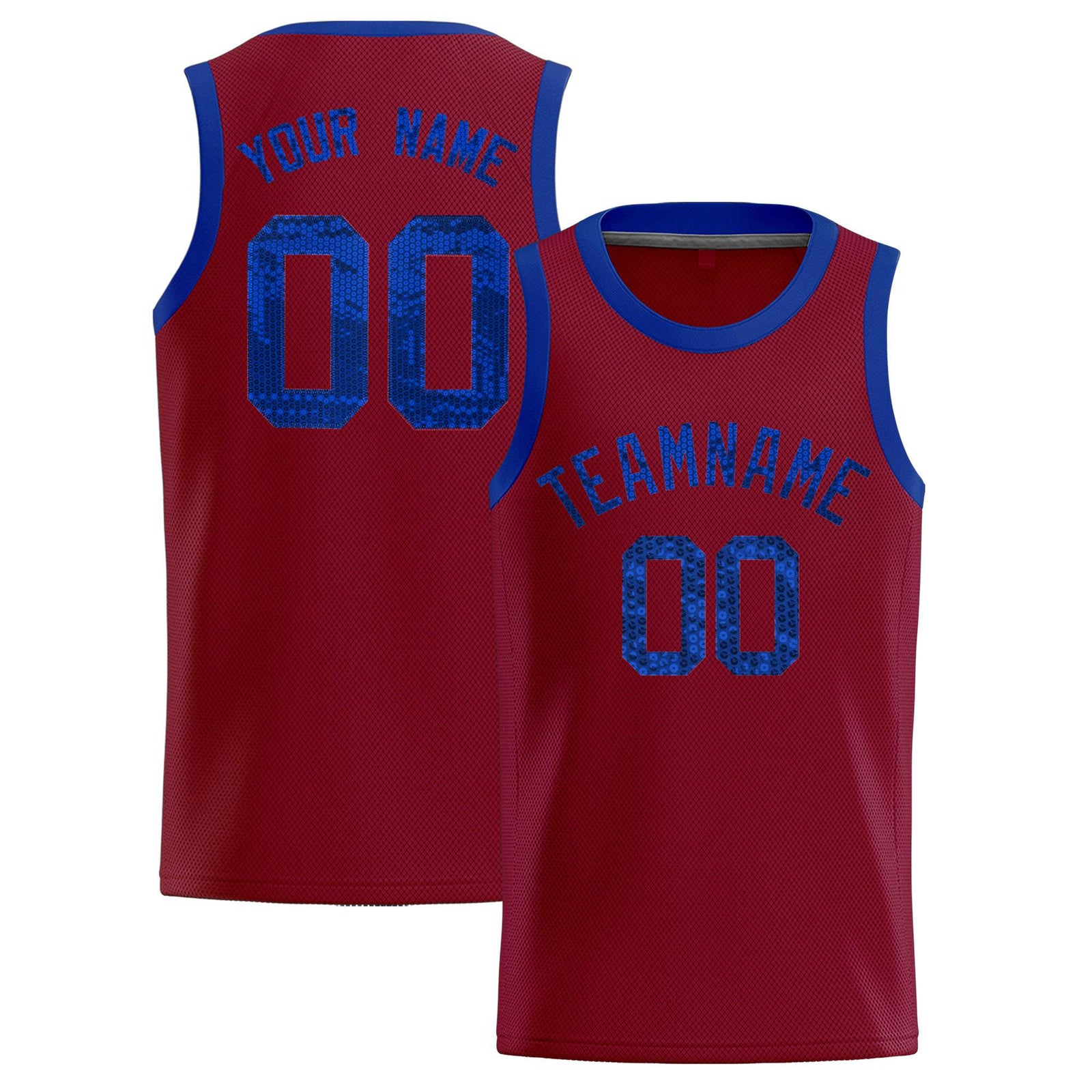 Custom Crimson Sequined Tops Athletic Basketball Jersey