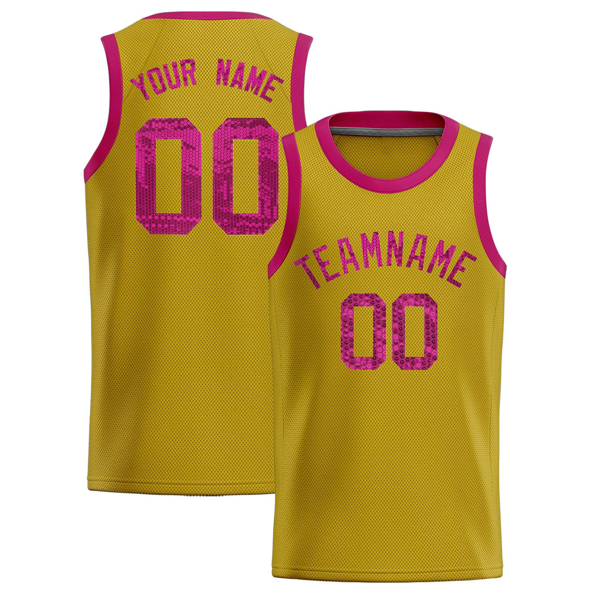 Custom Old Gold Sequined Tops Athletic Basketball Jersey