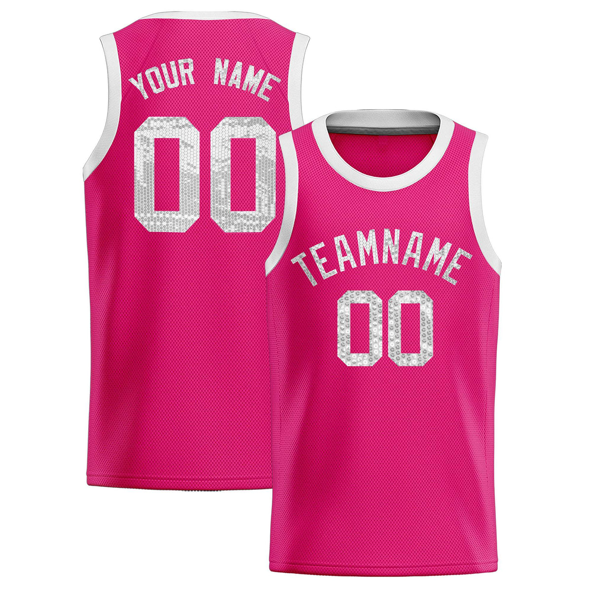 Custom Pink Sequined Tops Athletic Basketball Jersey