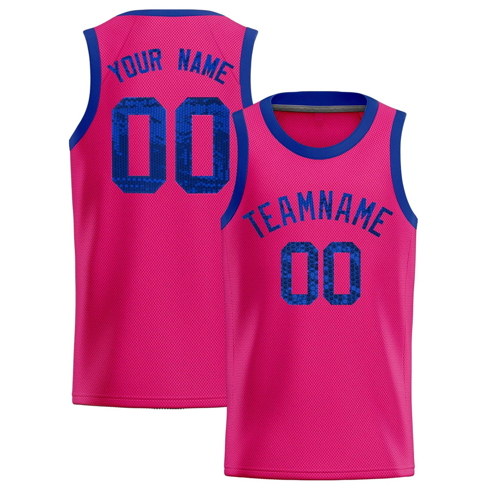 Custom Pink Sequined Tops Athletic Basketball Jersey
