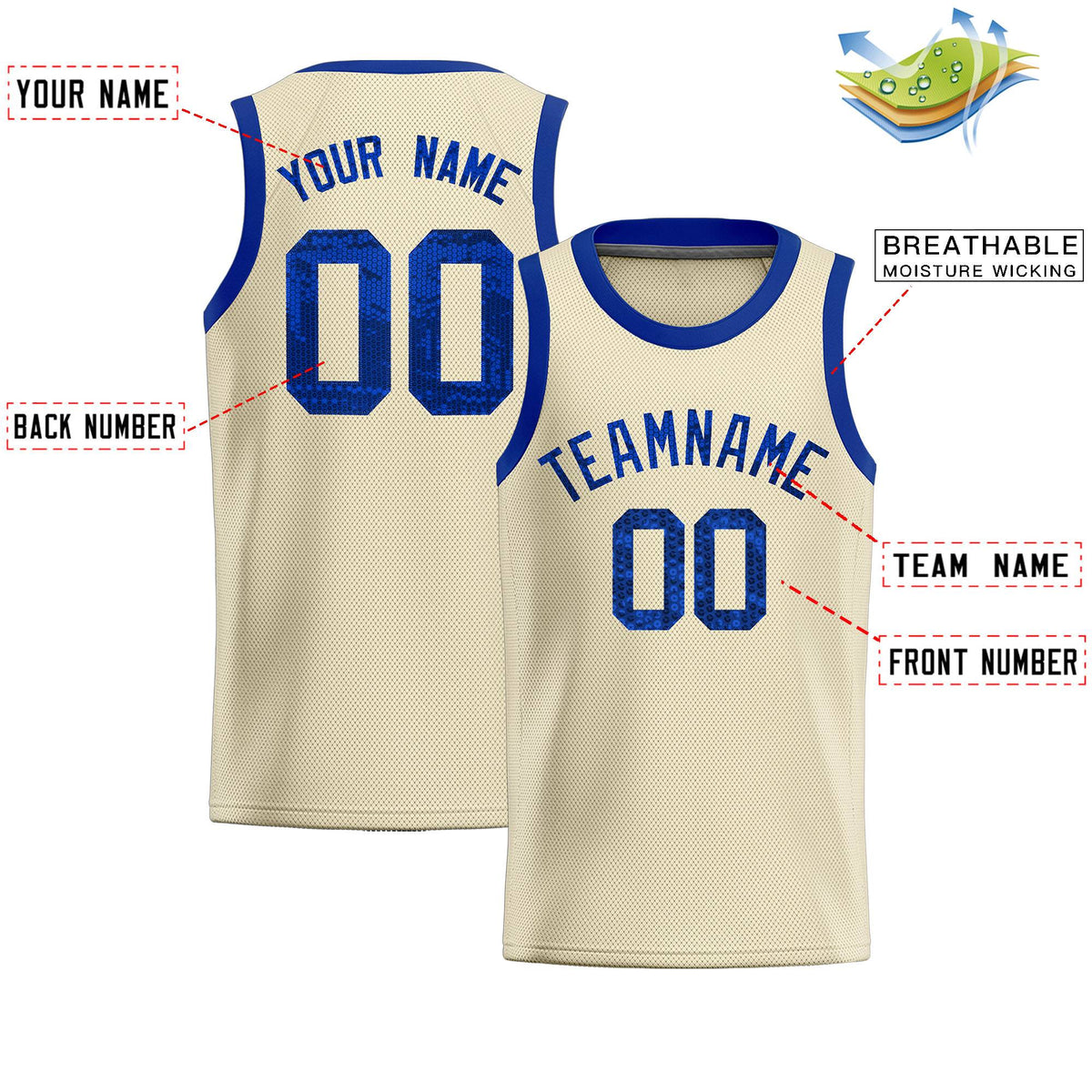 Custom Cream Sequined Tops Athletic Basketball Jersey