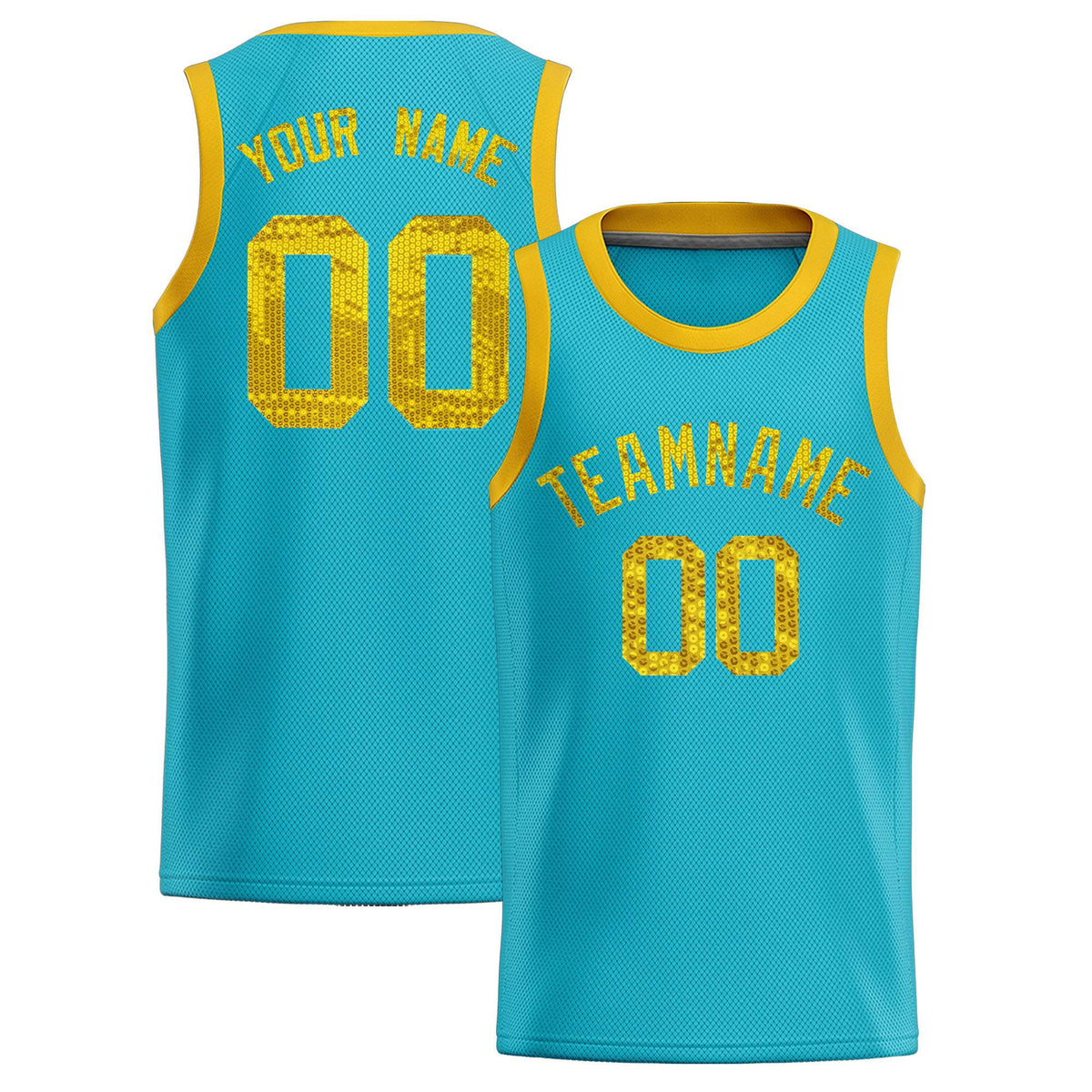 Custom Sky Blue Sequined Tops Athletic Basketball Jersey