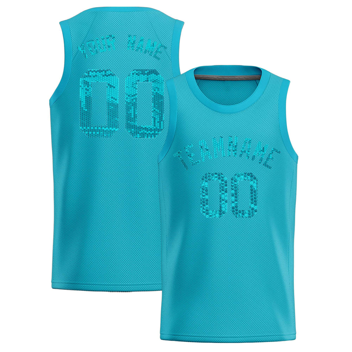 Custom Sky Blue Sequined Tops Athletic Basketball Jersey