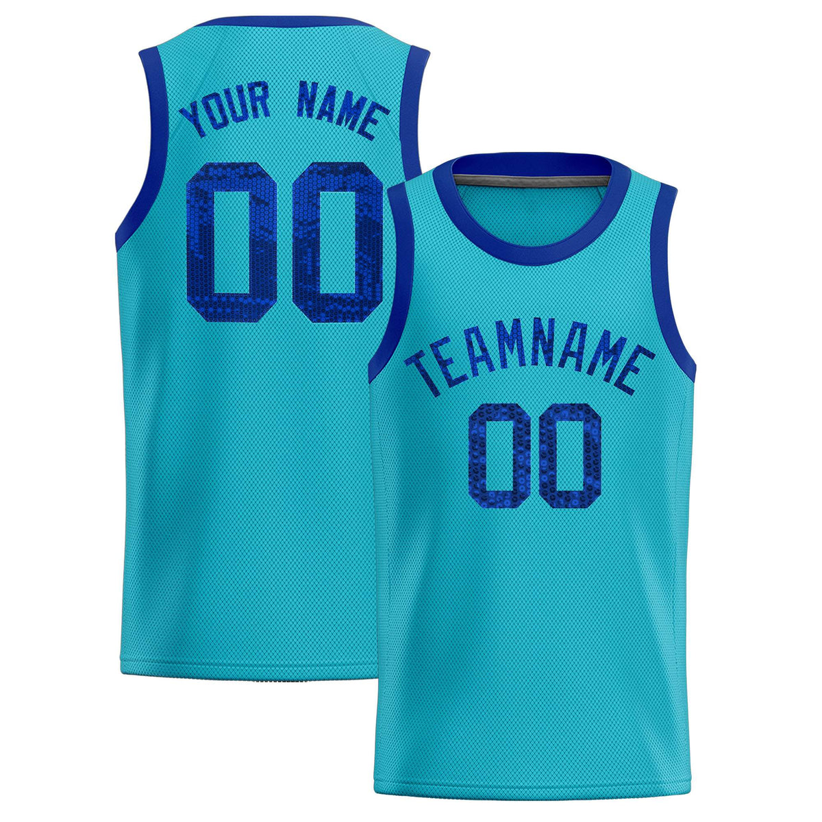 Custom Sky Blue Sequined Tops Athletic Basketball Jersey
