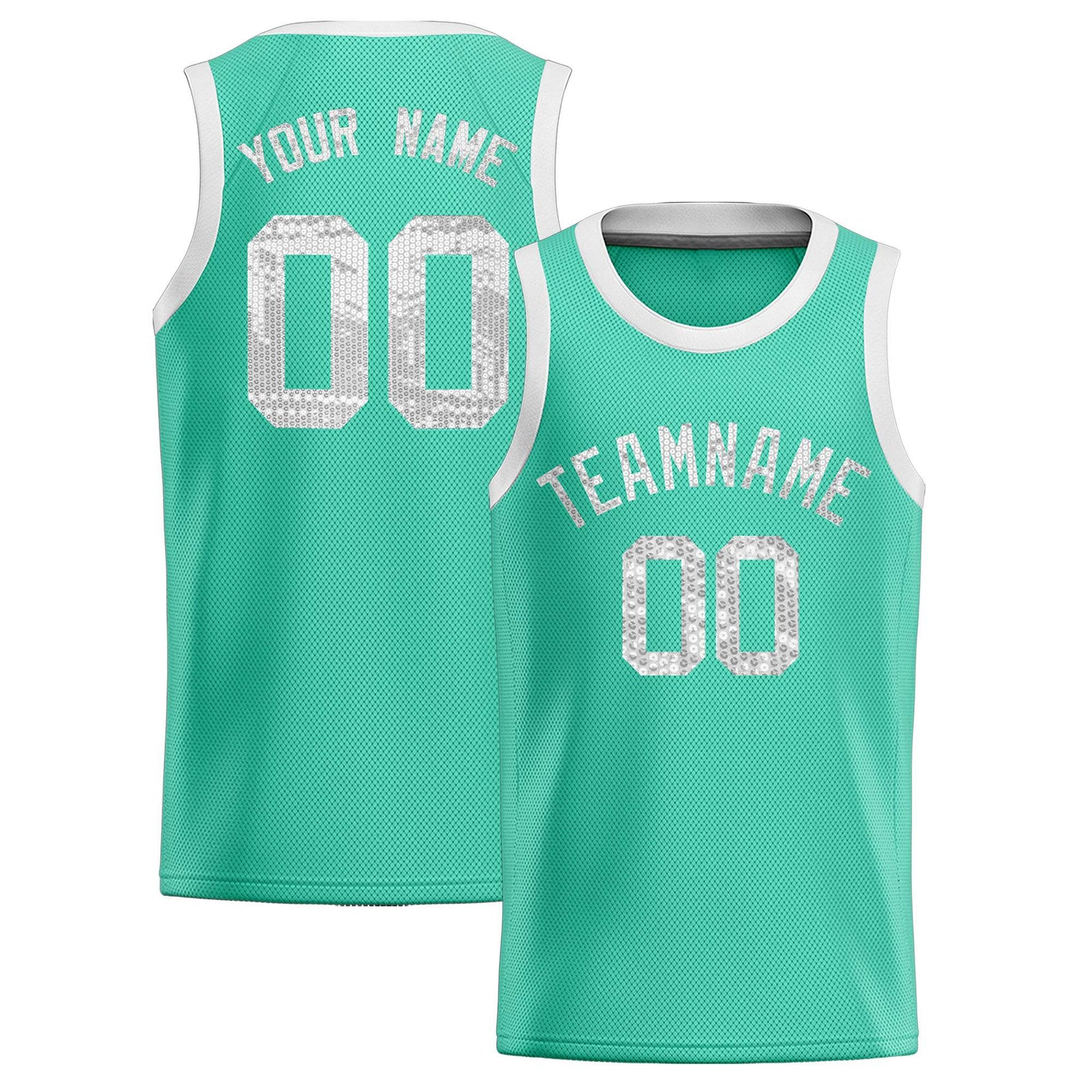 Custom Bright Green Sequined Tops Athletic Basketball Jersey