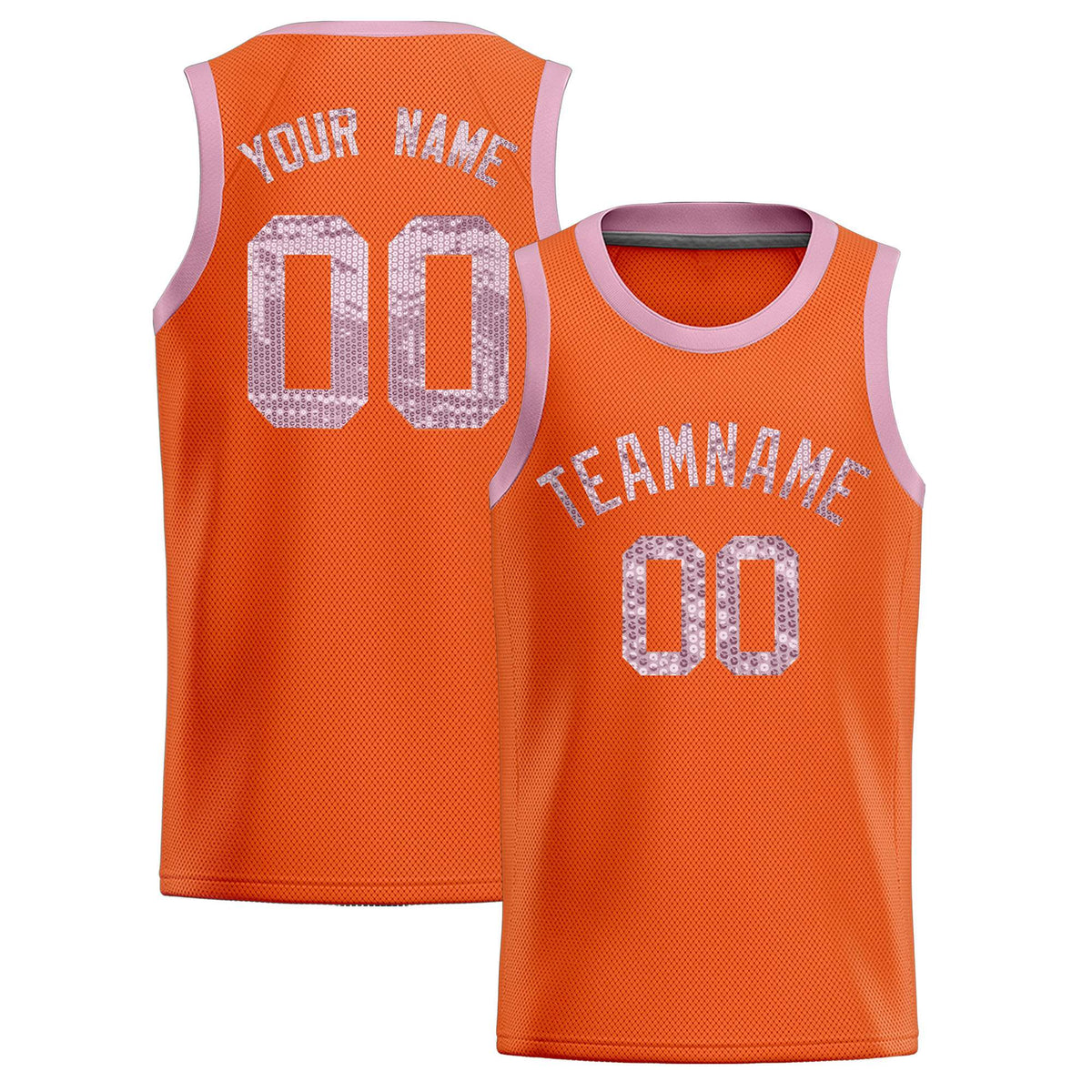 Custom Orange Sequined Tops Athletic Basketball Jersey