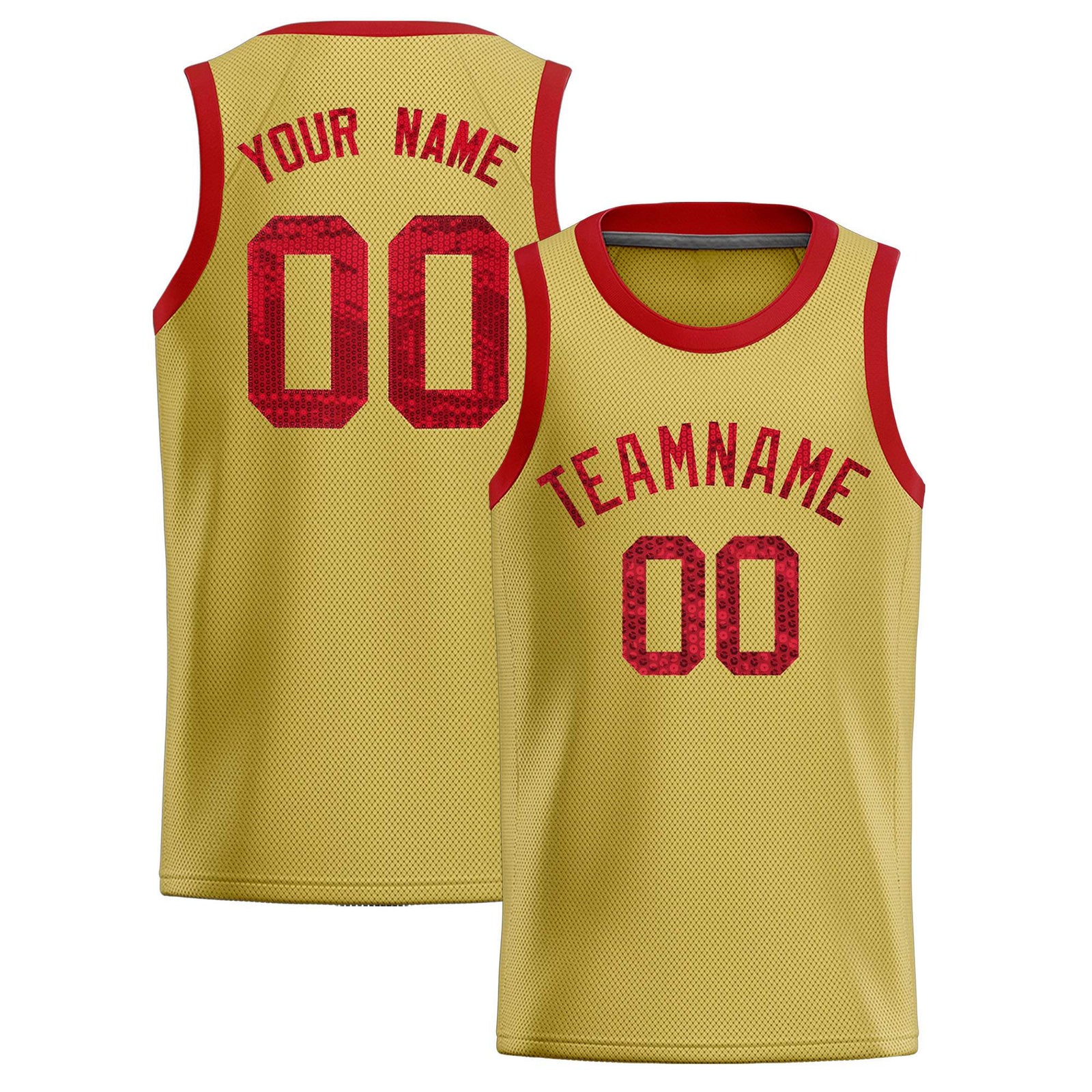 Custom Old Gold Sequined Tops Athletic Basketball Jersey