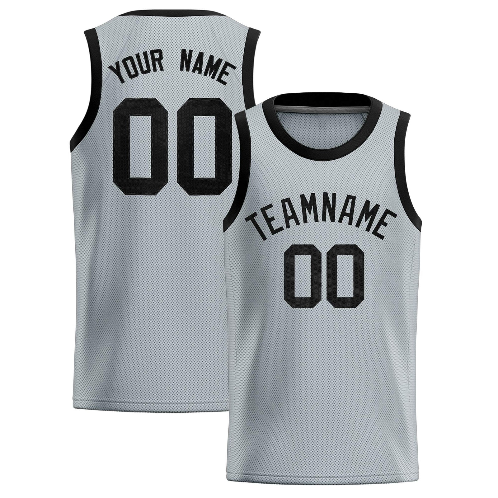 Custom Silver Sequined Tops Athletic Basketball Jersey