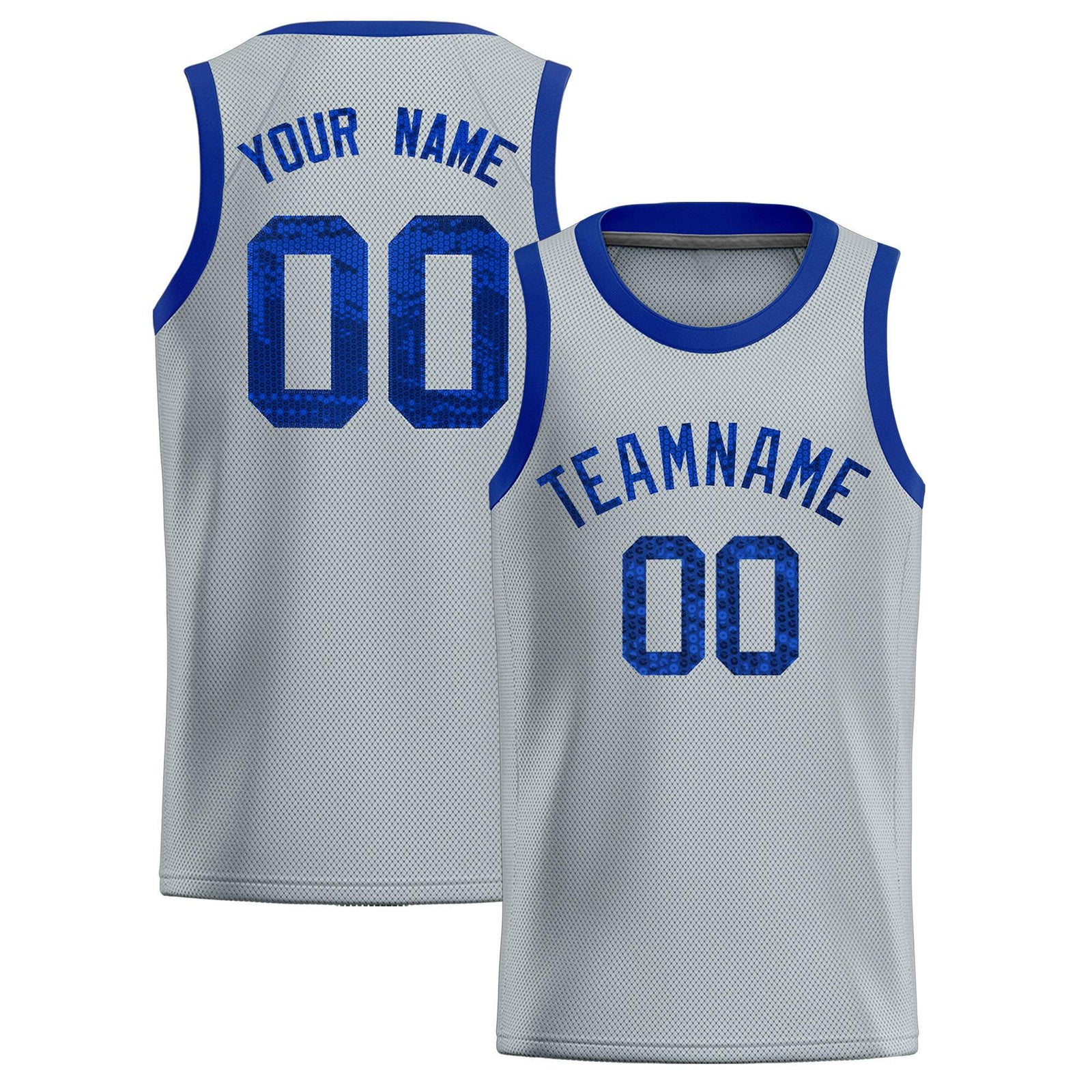 Custom Silver Sequined Tops Athletic Basketball Jersey