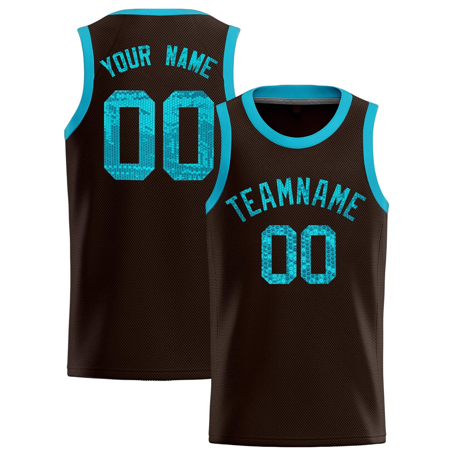 Custom Brown Sequined Tops Athletic Basketball Jersey