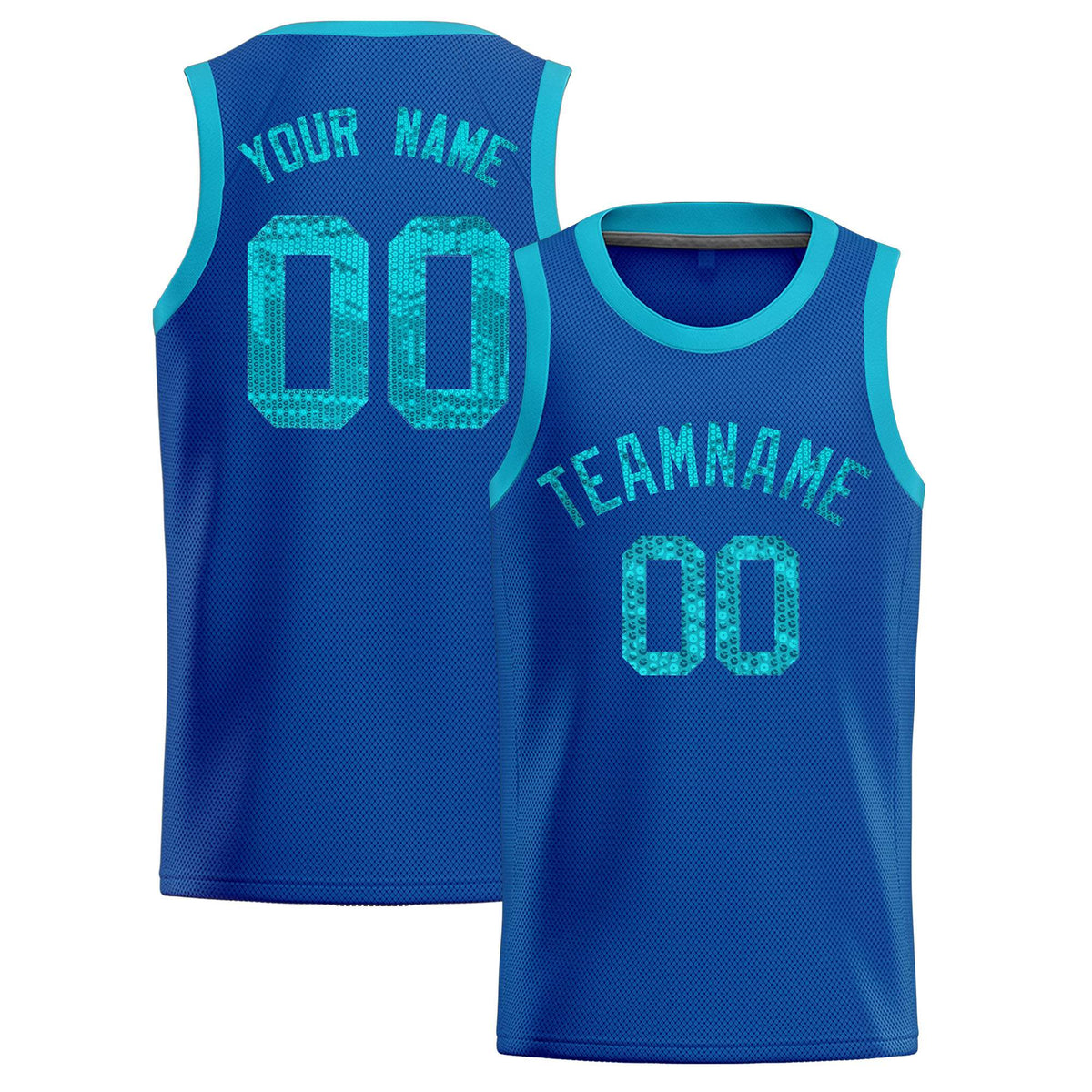 Custom Royal Sequined Tops Athletic Basketball Jersey