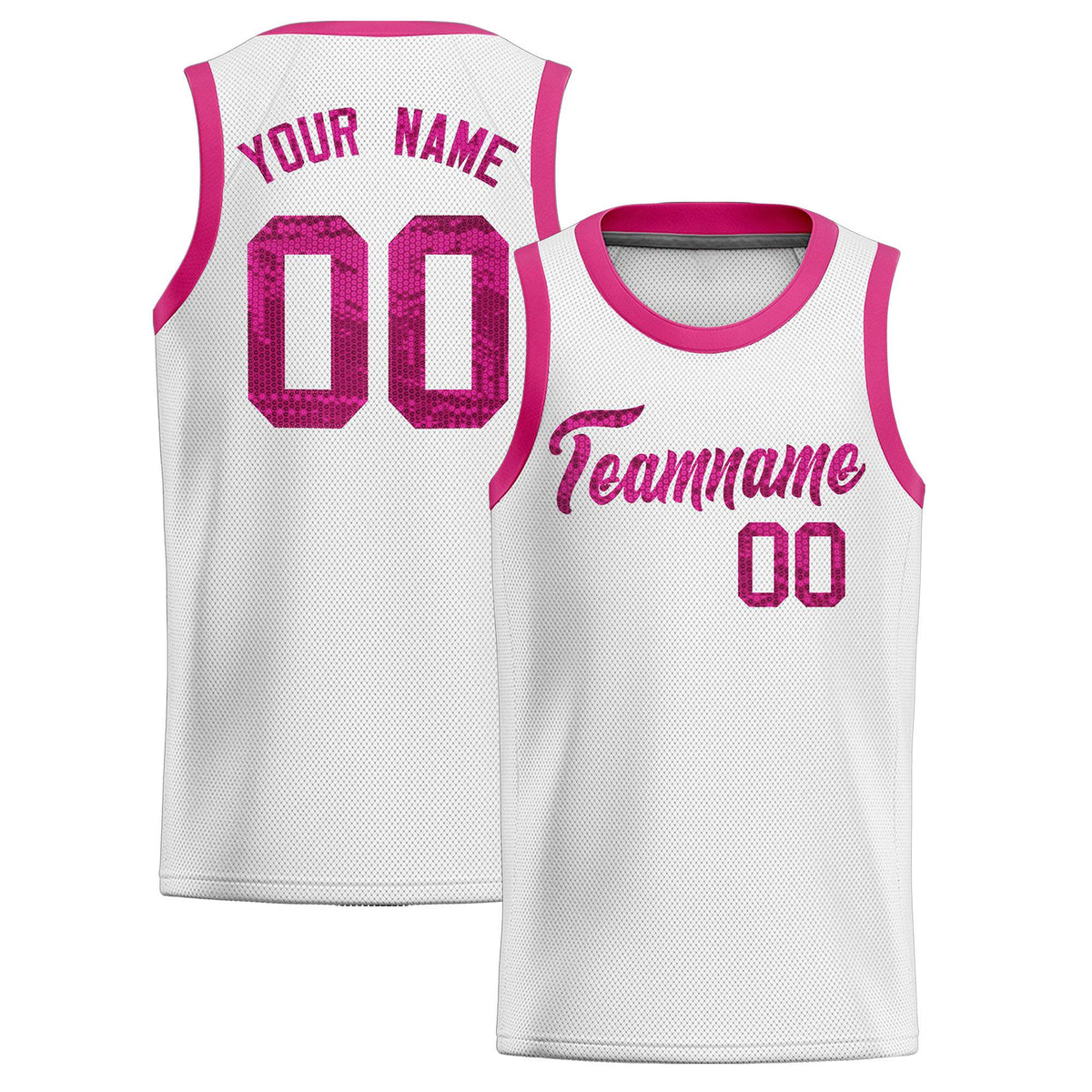 Custom White Sequined Tops Athletic Basketball Jersey