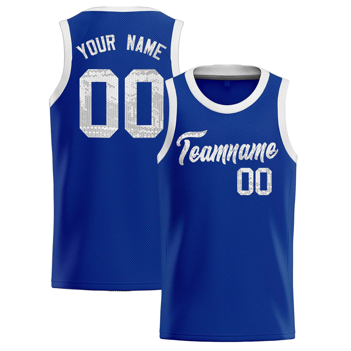 Custom Royal Sequined Tops Athletic Basketball Jersey
