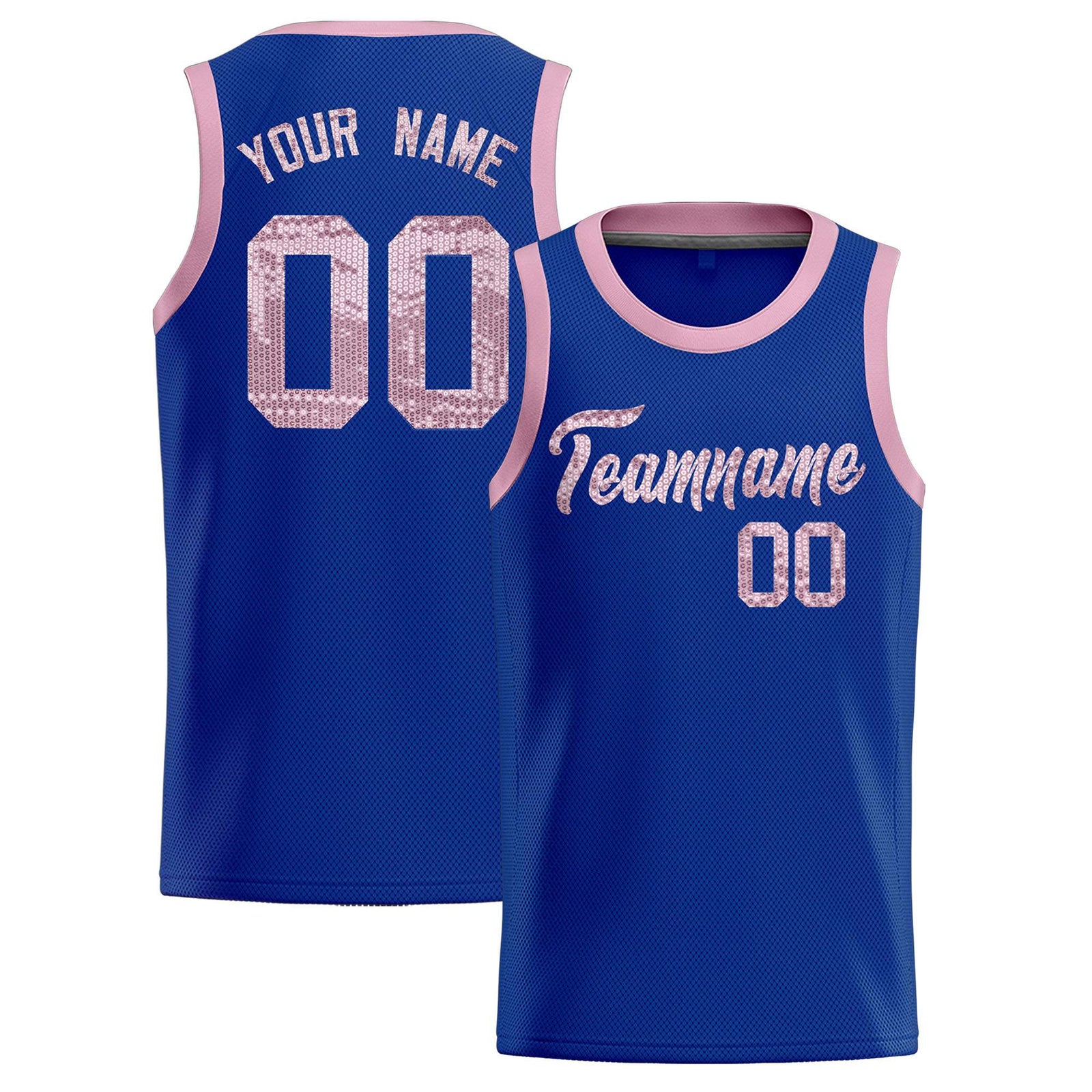 Custom Royal Sequined Tops Athletic Basketball Jersey