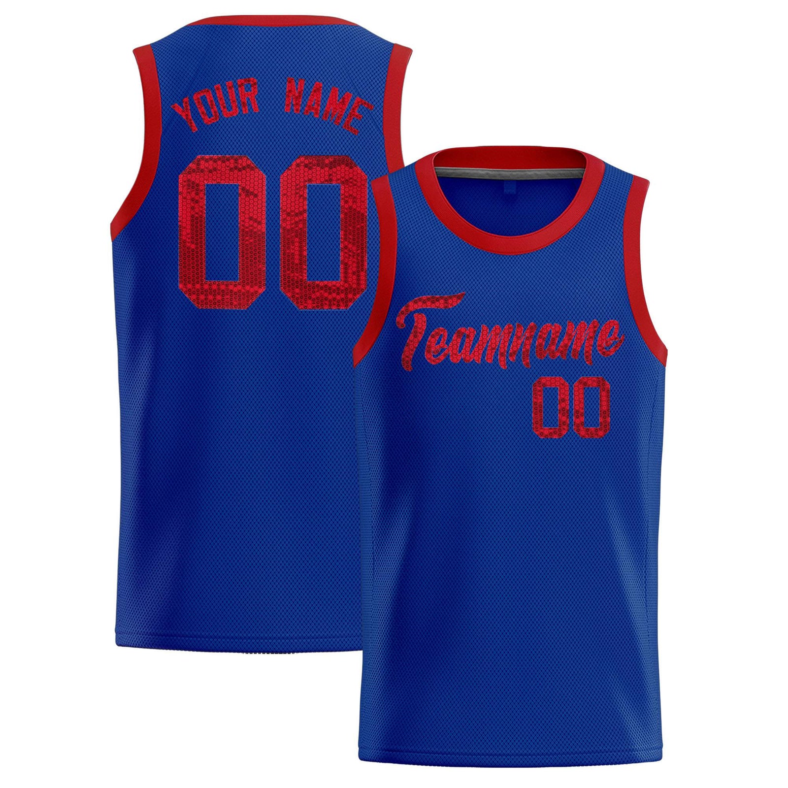 Custom Royal Sequined Tops Athletic Basketball Jersey