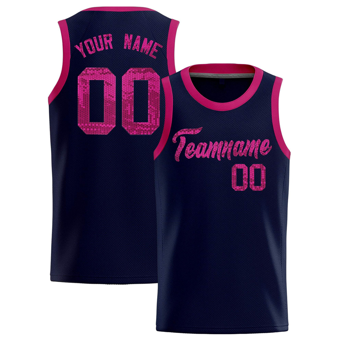 Custom Navy Sequined Tops Athletic Basketball Jersey
