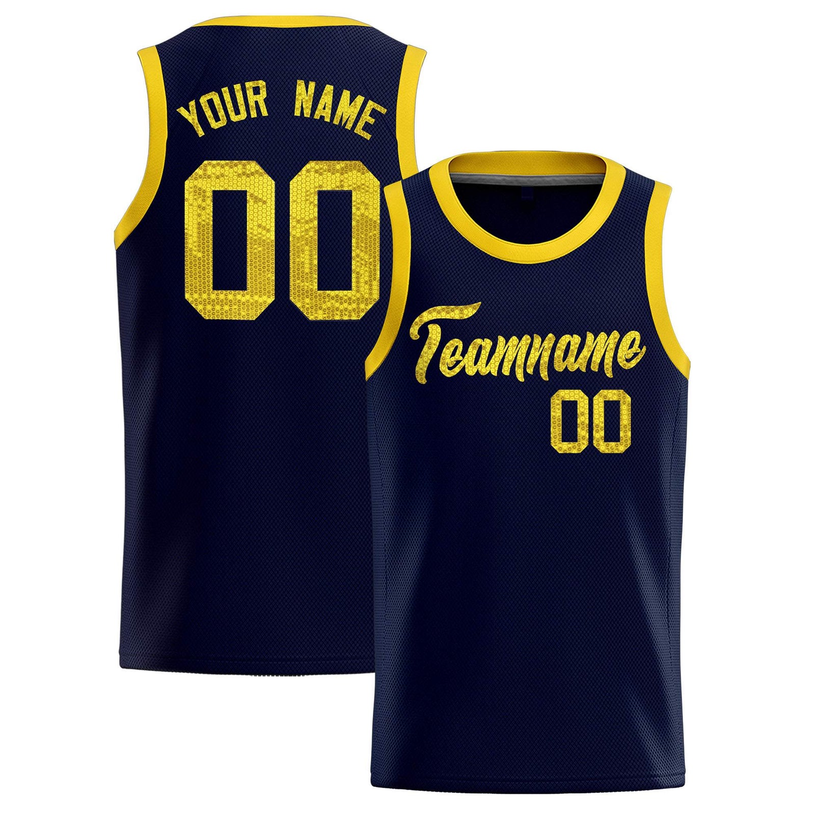 Custom Navy Sequined Tops Athletic Basketball Jersey