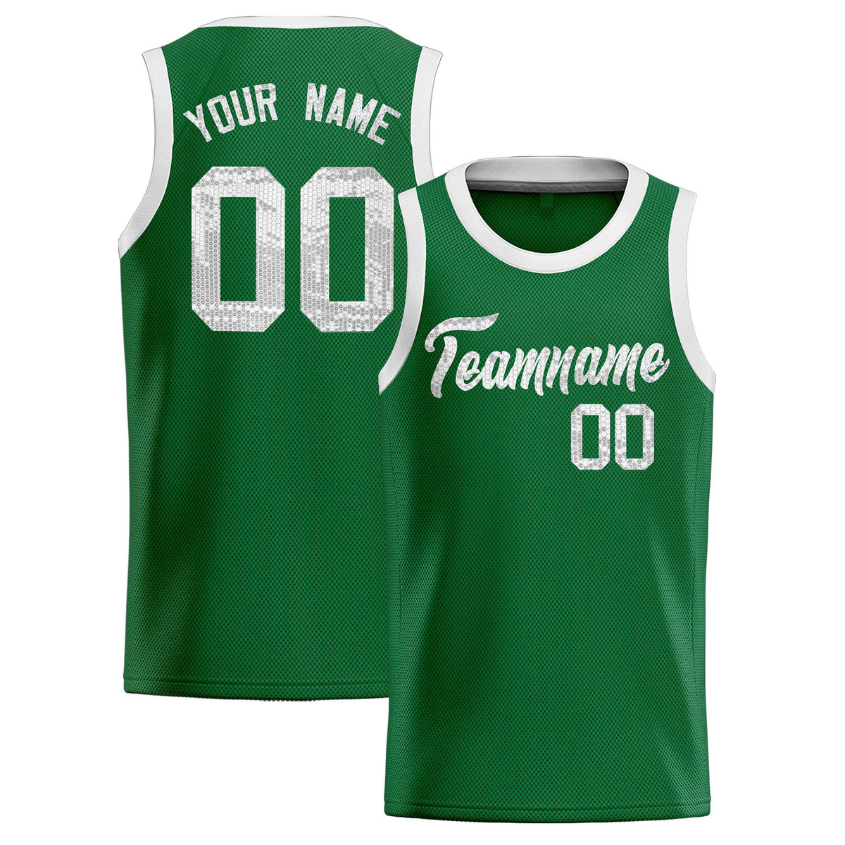 Custom Kelly Green Sequined Tops Athletic Basketball Jersey