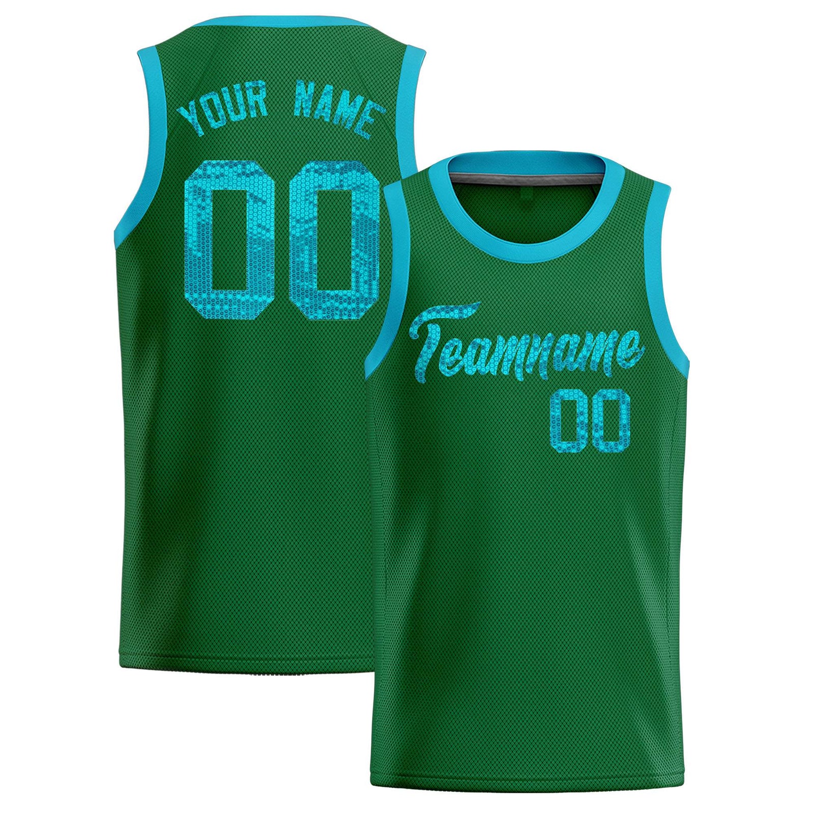 Custom Kelly Green Sequined Tops Athletic Basketball Jersey