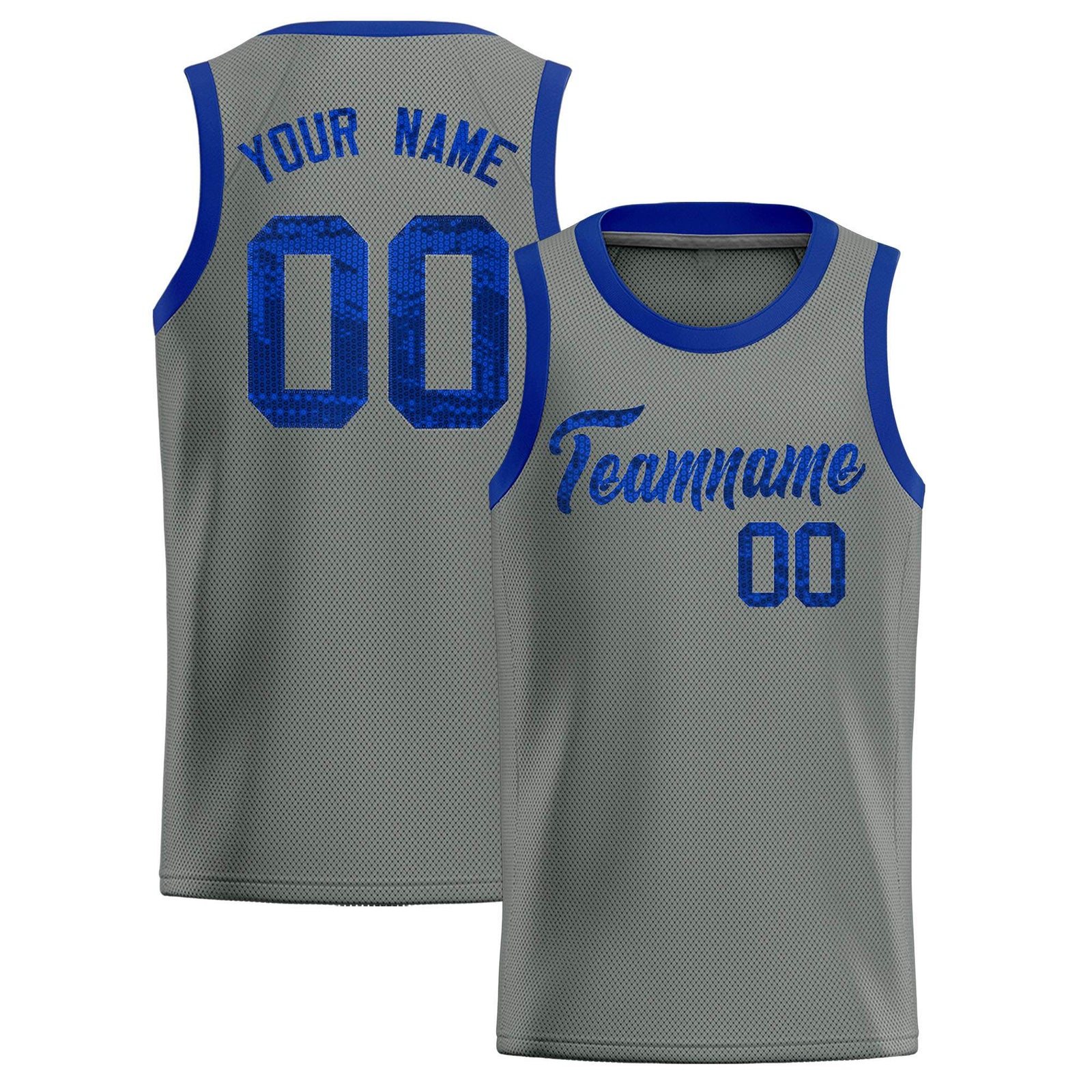 Custom Gray Sequined Tops Athletic Basketball Jersey