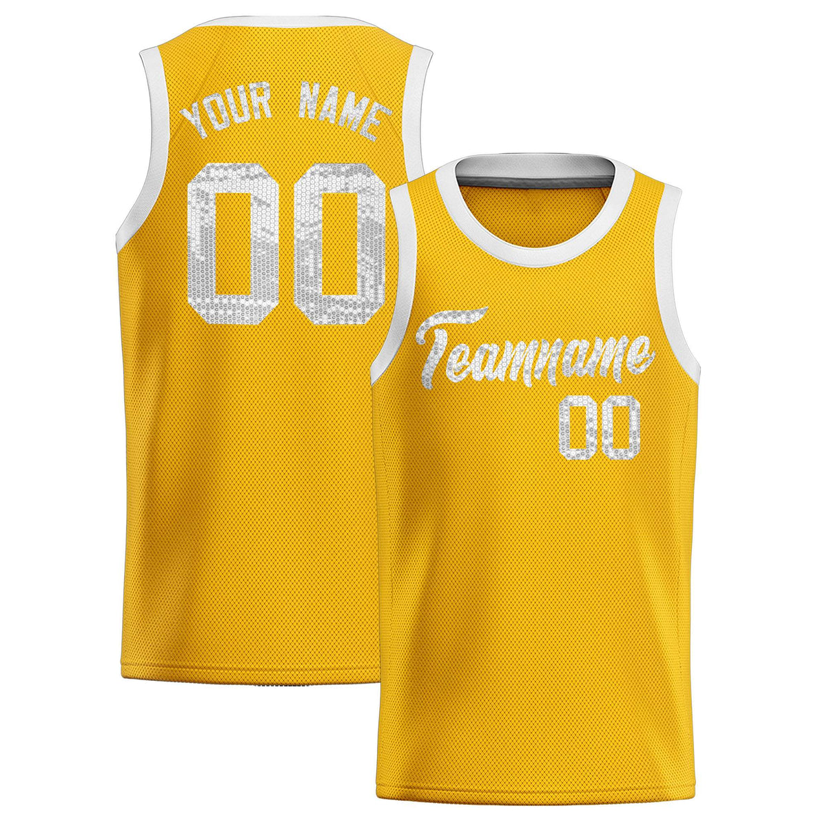 Custom Gold Sequined Tops Athletic Basketball Jersey