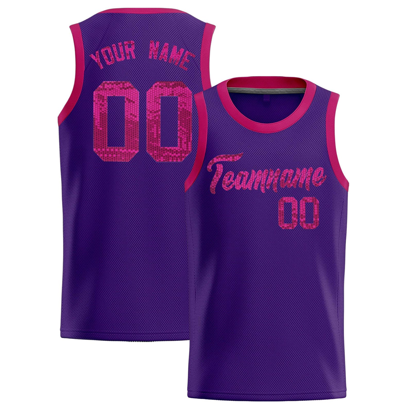 Custom Purple Sequined Tops Athletic Basketball Jersey