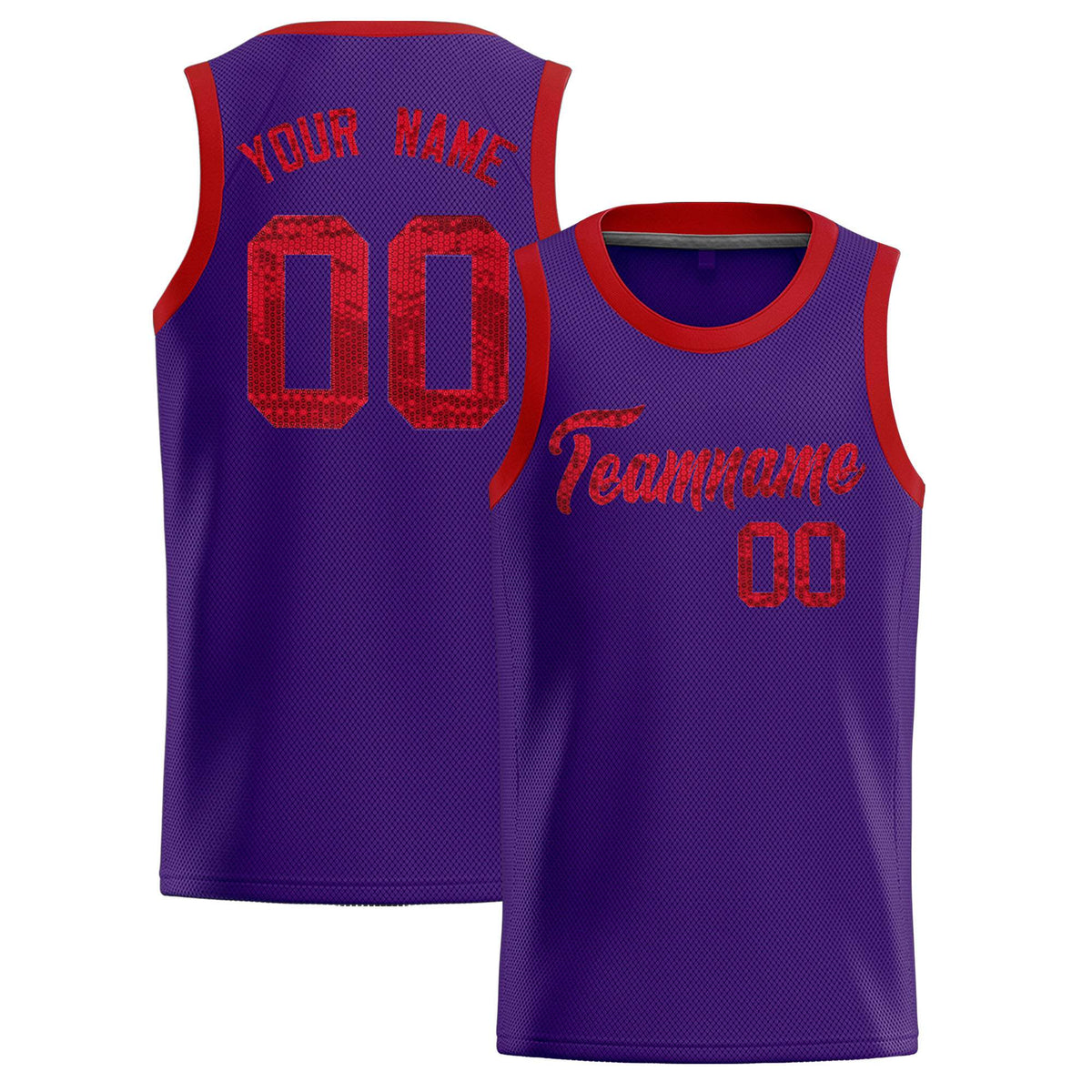 Custom Purple Sequined Tops Athletic Basketball Jersey