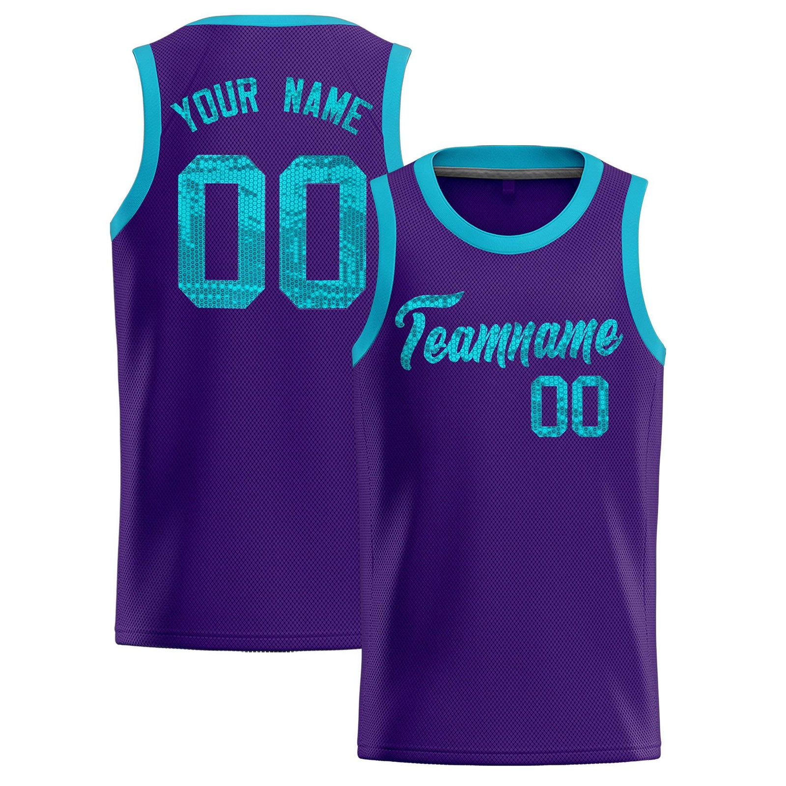 Custom Purple Sequined Tops Athletic Basketball Jersey
