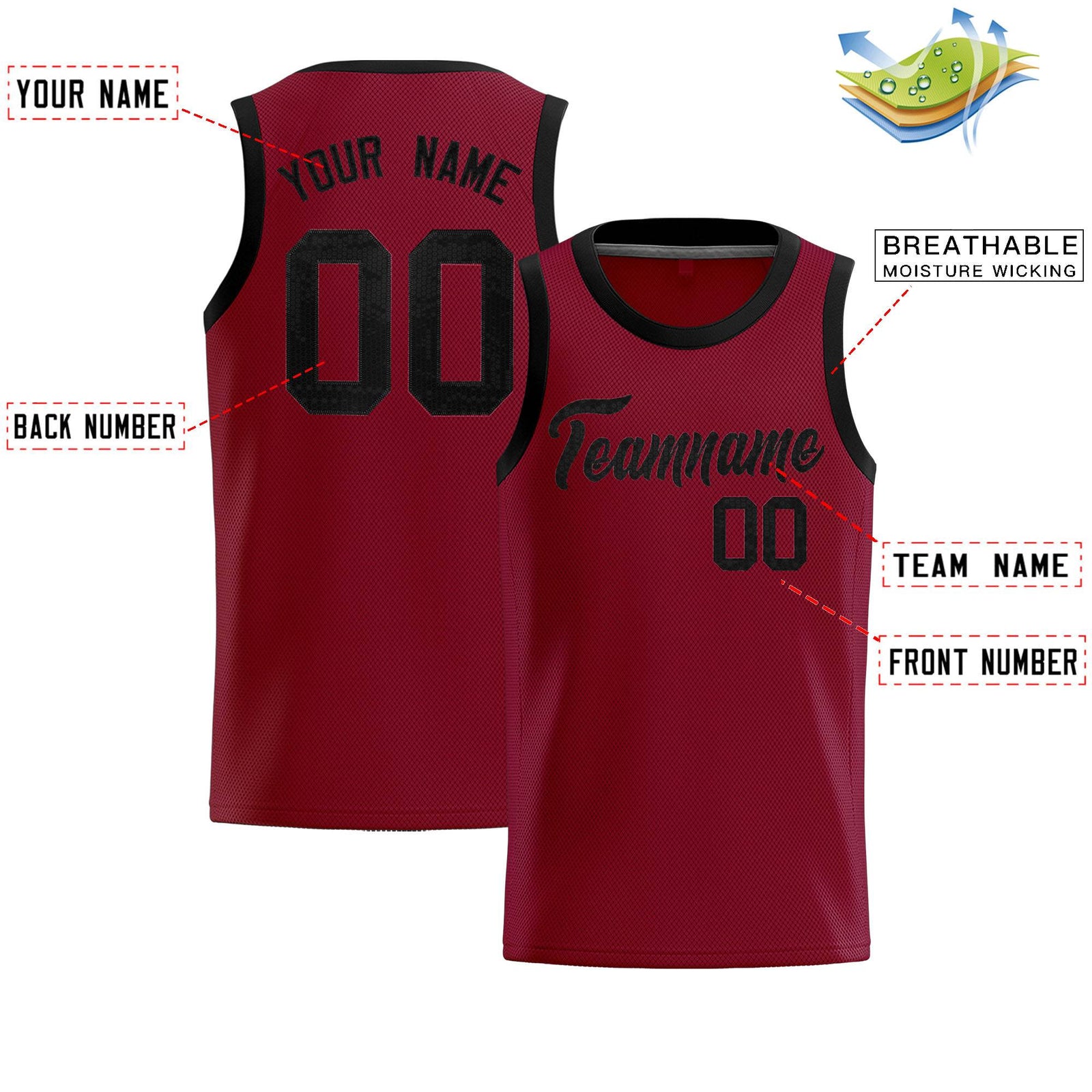 Custom Crimson Sequined Tops Athletic Basketball Jersey