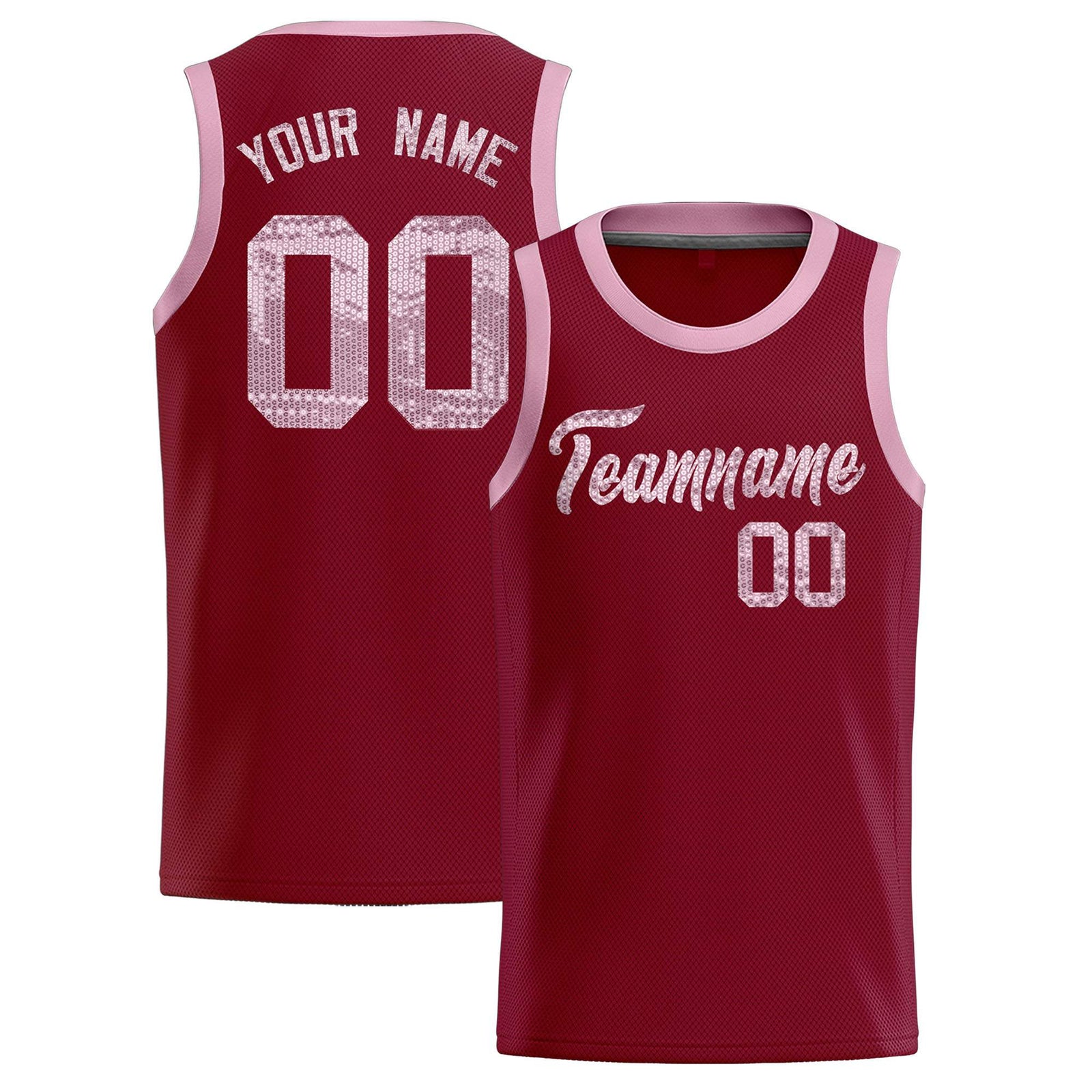 Custom Crimson Sequined Tops Athletic Basketball Jersey