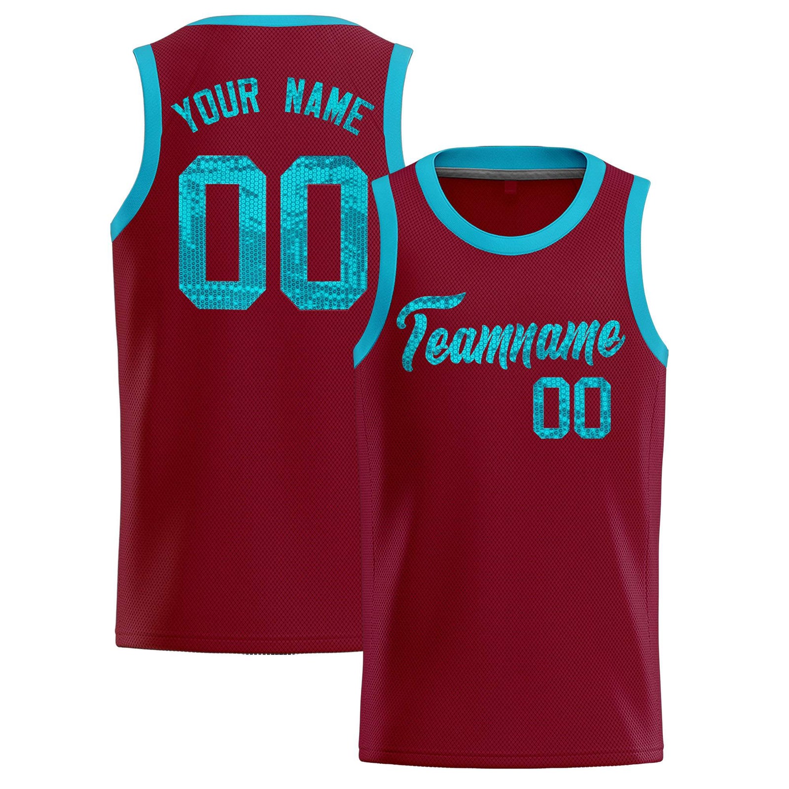 Custom Crimson Sequined Tops Athletic Basketball Jersey
