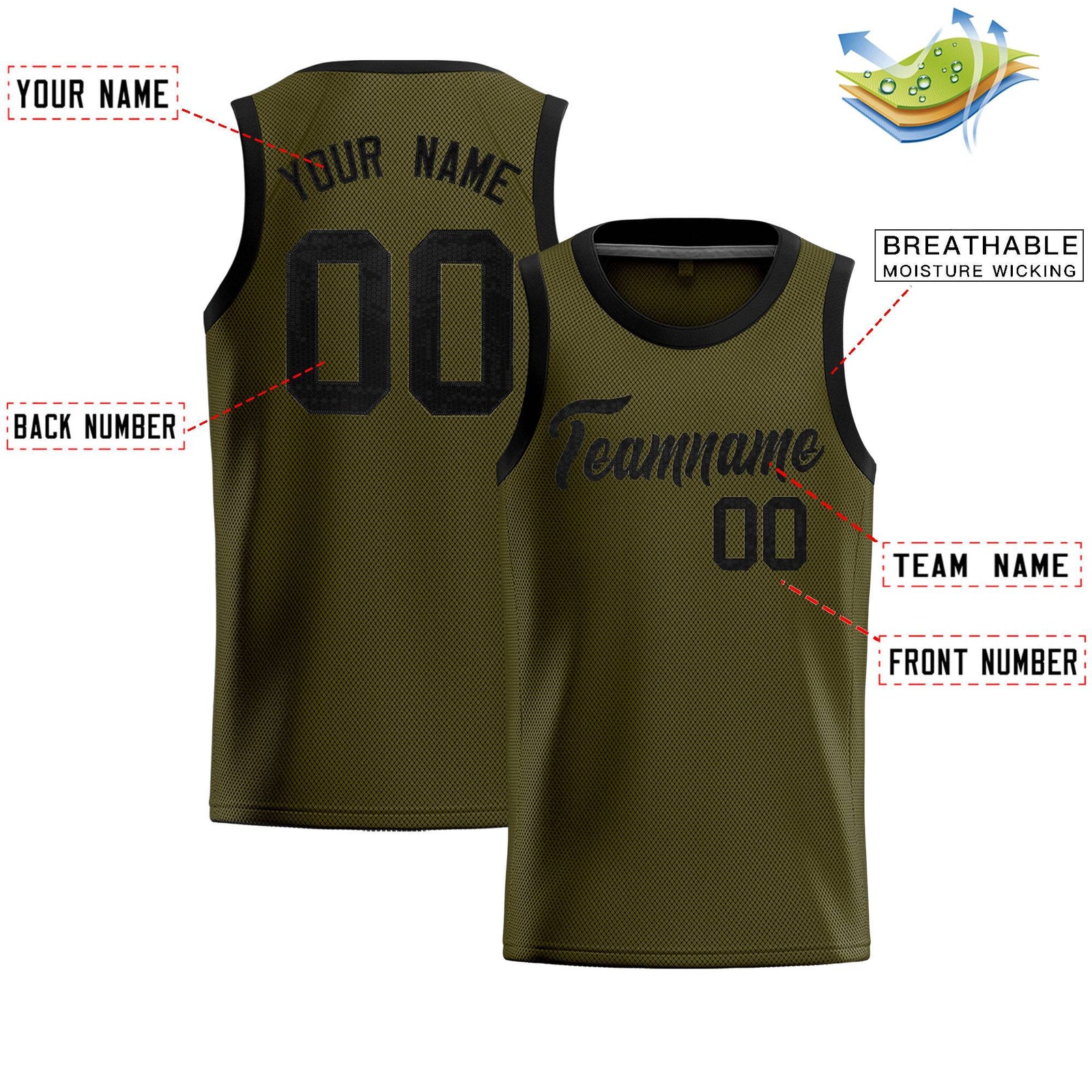 Custom Olive Sequined Tops Athletic Basketball Jersey